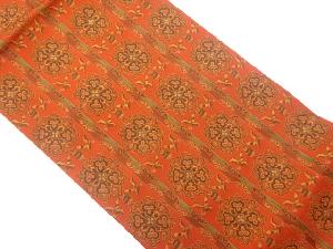 縞に華文・向かい鳥模様織出し袋帯